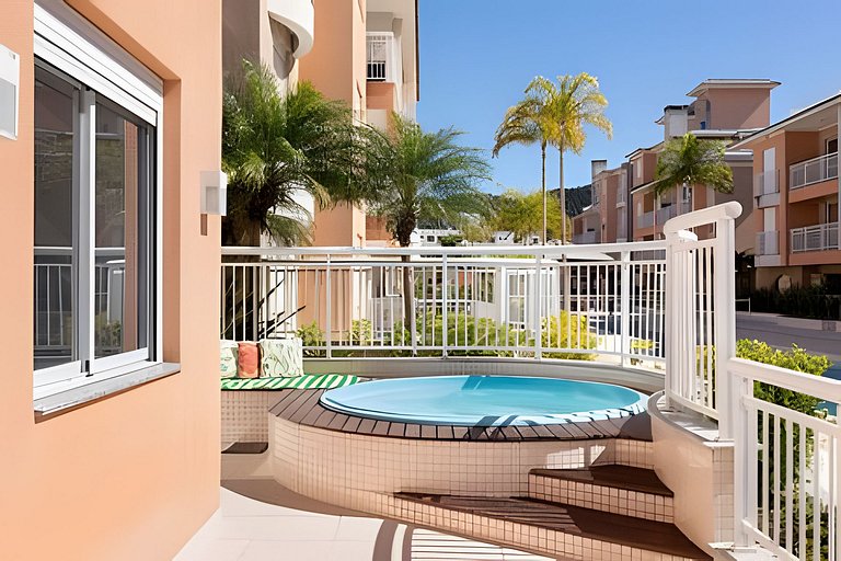 Espaço Garden em meio as águas piscinas e mar