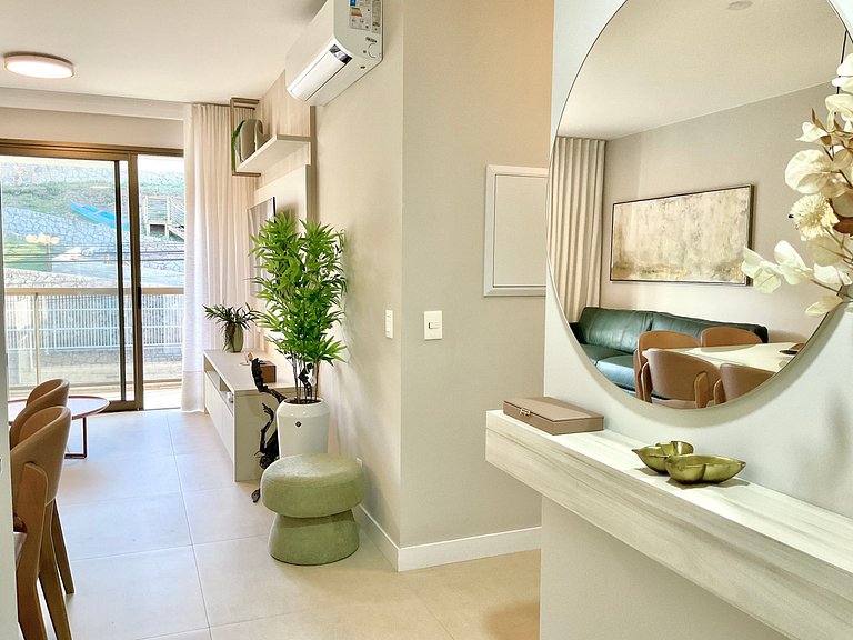 Estilo e conforto apê em residencial beira-mar