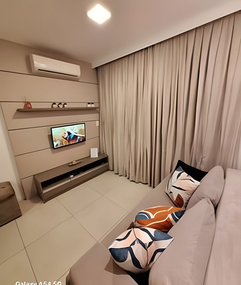 Ótimo Ap 40m praia c/piscina, vista mar e 1 vaga