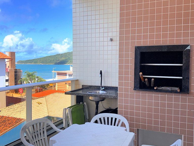 Vista incrível do mar + piscina e praia pertinho