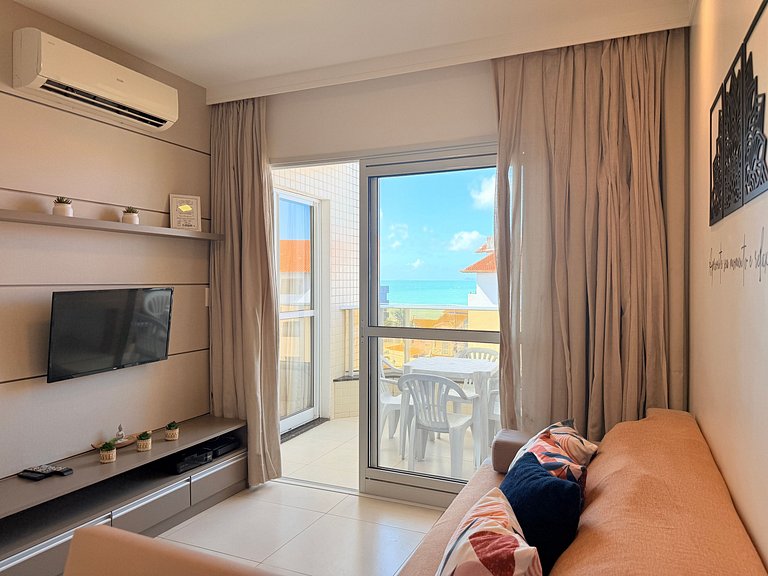 Vista incrível do mar + piscina e praia pertinho